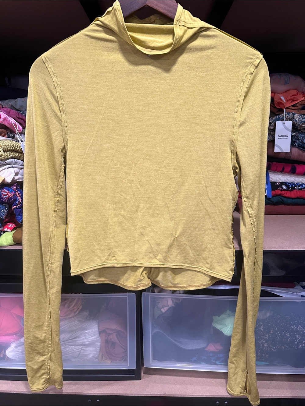 Free People Movement running top Ruched-Back Long Sleeve mustard medium